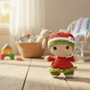 Bebê Melancia Amigurumi Artesanal Bebê Chá de Bebê Frutas - Artesanato e Personalizados