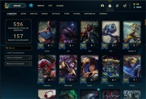 Conta Unranked com 131 Champs e 168 Skins + 27 Maestrias 7 - League of Legends LOL