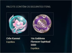 Orbe Kanmei + 16 Emblemas Florescer Espiritual - League of Legends LOL
