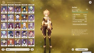 Conta Genshin End Game (10) 5 estrelas + Skins - Genshin Impact