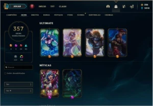 Conta de LoL - 357skins lvl 263 - League of Legends