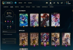 Conta Platina 4 com TODOS os champs e 371 Skin + 5 Prestigio - League of Legends LOL