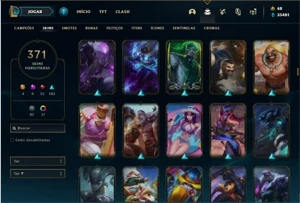 Conta Platina 4 com TODOS os champs e 371 Skin + 5 Prestigio - League of Legends LOL