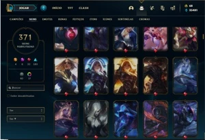 Conta Platina 4 com TODOS os champs e 371 Skin + 5 Prestigio - League of Legends LOL