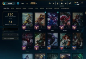 Prata 2 com TODOS os Champs e 121 Skins ( MID / JG / TOP ) - League of Legends LOL