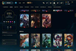 Prata 2 com TODOS os Champs e 121 Skins ( MID / JG / TOP ) - League of Legends LOL