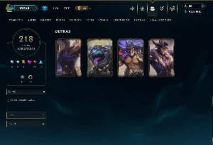 Prata 1 com TODOS os Champs e 218 Skins ( MID / ADC / SUP ) - League of Legends LOL