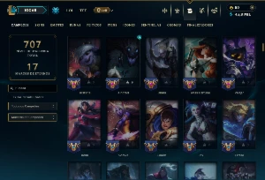 Prata 1 com TODOS os Champs e 218 Skins ( MID / ADC / SUP ) - League of Legends LOL