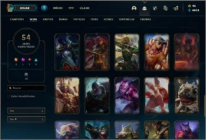 Conta prata 2 com 123 champs e 54 skins - League of Legends LOL