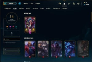 Conta prata 2 com 123 champs e 54 skins - League of Legends LOL