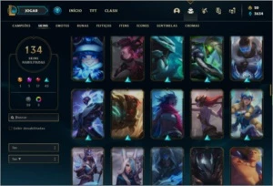 Conta prata 2 com 120 champs e 134 skins ( MAIN SUP ) - League of Legends LOL
