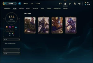 Conta prata 2 com 120 champs e 134 skins ( MAIN SUP ) - League of Legends LOL