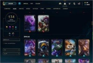 Conta prata 2 com 120 champs e 134 skins ( MAIN SUP ) - League of Legends LOL