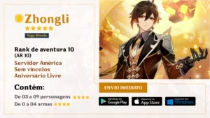 Conta Iniciante | Zhongli - AR 10 - Genshin Impact