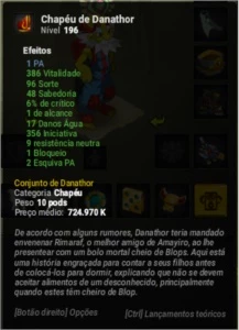 Vendo Chapéu de Danathor EXO PA server(SPI) - Dofus
