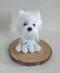 Miniatura Westie Terrier- Amigurumi de Crochê com Feltragem - Artesanato e Personalizados