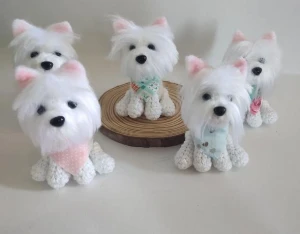 Miniatura Westie Terrier- Amigurumi de Crochê com Feltragem - Artesanato e Personalizados