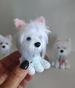 Miniatura Westie Terrier- Amigurumi de Crochê com Feltragem - Artesanato e Personalizados