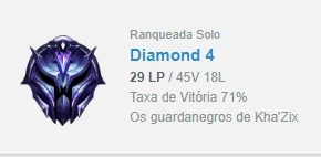 Conta diamante 4 com mmr alto / 71% winrate com espólios - League of Legends LOL