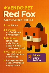 🎁 COMPRE 1 RED FOX E LEVE 2, PET RARO do Grow a Garden - Outros