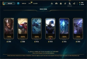 Conta prata 1 com 100 Champs e 76 Skins (2 Miticas) - League of Legends LOL
