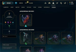 Conta prata 1 com 100 Champs e 76 Skins (2 Miticas) - League of Legends LOL