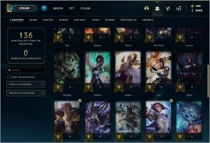 Conta platina 1 (ex D2), 19 skins e 40 champs - League of Legends LOL
