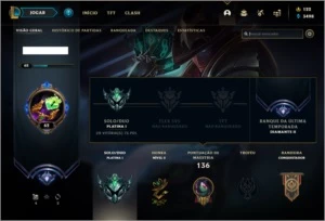 Conta platina 1 (ex D2), 19 skins e 40 champs - League of Legends LOL