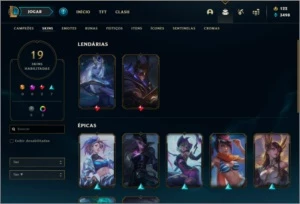 Conta platina 1 (ex D2), 19 skins e 40 champs - League of Legends LOL