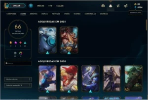 Conta lol nível 120, 66 skins platina na temporada anterior
