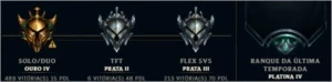 Conta 490 gold, platina na passada e dimond na retrasada. - League of Legends LOL
