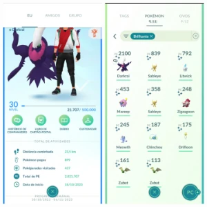 Conta Pokemon GO Nível 30 - Darkrai Shiny - Pokémon