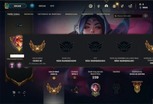 Conta ouro 3 com 105 Champs e 60 Skins - League of Legends LOL