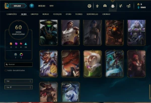 Conta ouro 3 com 105 Champs e 60 Skins - League of Legends LOL