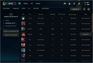 Conta Unranked com 96 Champs e 104 Skins + 10 Cromas - League of Legends LOL