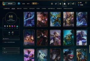 Ouro 4 com 130 Champs e 66 Skins +4 Prestigios - League of Legends LOL