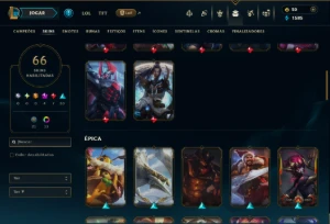 Ouro 4 com 130 Champs e 66 Skins +4 Prestigios - League of Legends LOL