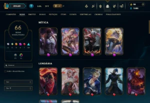 Ouro 4 com 130 Champs e 66 Skins +4 Prestigios - League of Legends LOL