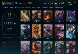 Ouro 4 com 130 Champs e 66 Skins +4 Prestigios - League of Legends LOL