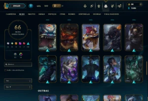 Ouro 4 com 130 Champs e 66 Skins +4 Prestigios - League of Legends LOL