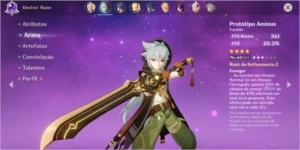 Razor,BarbaraC3, Arma 5* e Várias 4*  AR32 - Genshin Impact