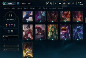 Conta Unranked com 130 Champs e 95 Skins ( MAIN JG ) - League of Legends LOL