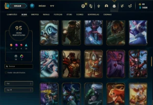 Conta Unranked com 130 Champs e 95 Skins ( MAIN JG ) - League of Legends LOL
