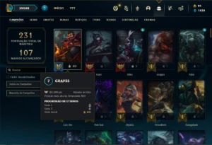 Conta Unranked com 130 Champs e 95 Skins ( MAIN JG ) - League of Legends LOL