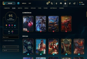 Conta Unranked com 130 Champs e 95 Skins ( MAIN JG ) - League of Legends LOL