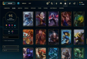Conta Unranked com 130 Champs e 95 Skins ( MAIN JG ) - League of Legends LOL