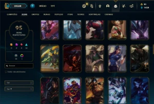 Conta Unranked com 130 Champs e 95 Skins ( MAIN JG ) - League of Legends LOL