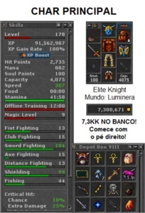 Char Tibia Knight Lvl 178 + 7,3kk + Chars Na Conta + Rk
