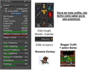 Char Tibia Knight Lvl 178 + 7,3kk + Chars Na Conta + Rk