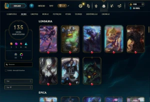 Unranked com TODOS os champs e 135 Skins +6 Vitoriosas - League of Legends LOL